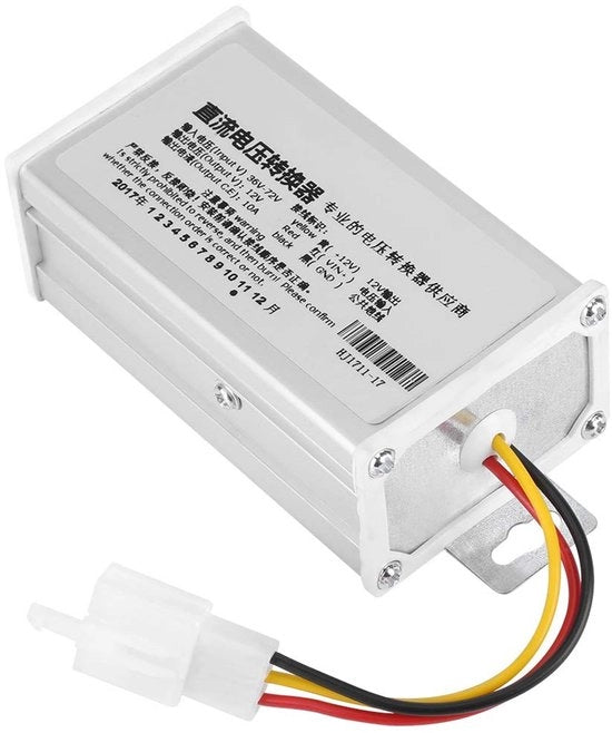 Convertitore per scooter elettrico - DC 36V-72V a 12V 10A - Convertitore multifunzionale - 120W - Adatto per clacson e luce di posizione - Compattabile