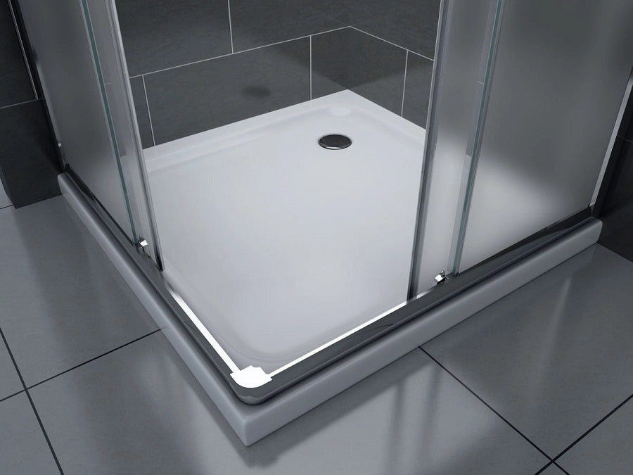 Box doccia quadrato scorrevole due lati 90x90 h190cm, cristallo opaco 6mm Markos