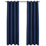 Tende Oscuranti | Tende Blackout con Anelli in Metallo 2 pz Blu 140x245 cm