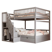 Letto a castello 2 posti con scala contenitore; 1 cassetto; sponde; senza materasso; legno grigio
