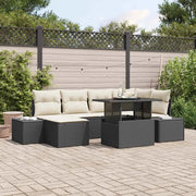 Set Divano da Giardino con cuscino 7 pcs Nero e crema 3349213