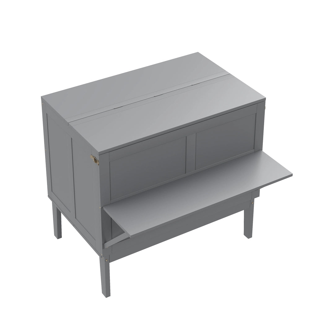 DESMIU Letto a Scomparsa 1 Posto con Vani Contenitivi, 90 × 200 cm e 205 × 96 × 101 cm, senza materasso