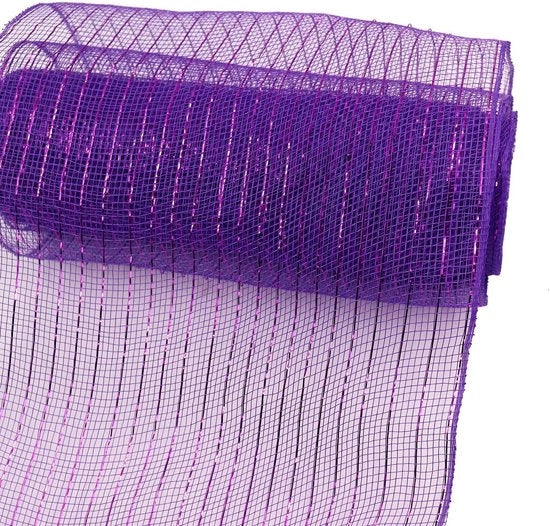 Fascia decorativa a nastro 10 metri - Nastro a rete - Poliestere - Decorazioni natalizie - Fai da te - Buona elasticità - Blu - Nastro ad anello