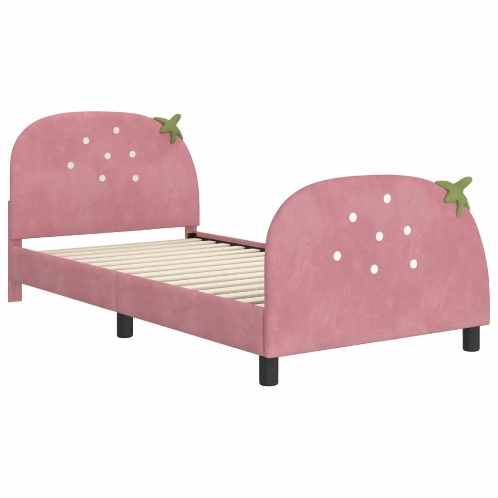 Struttura letto bambini con testata Rosa 90 x 200 cm Velluto
