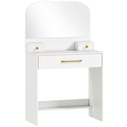 Tavolo da toeletta compatto con specchio e 3 cassetti; Bianco