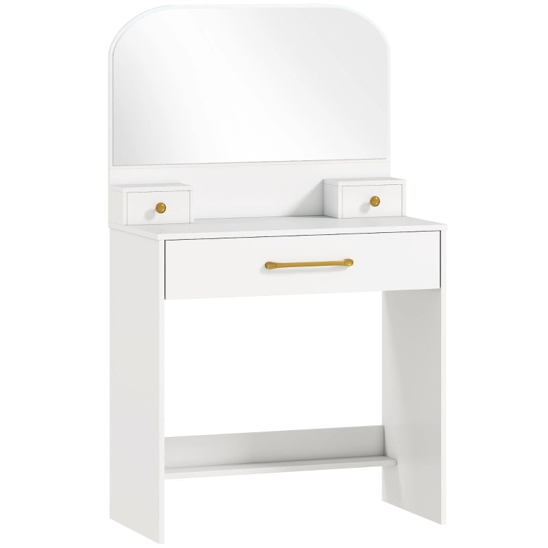 Tavolo da toeletta compatto con specchio e 3 cassetti; Bianco