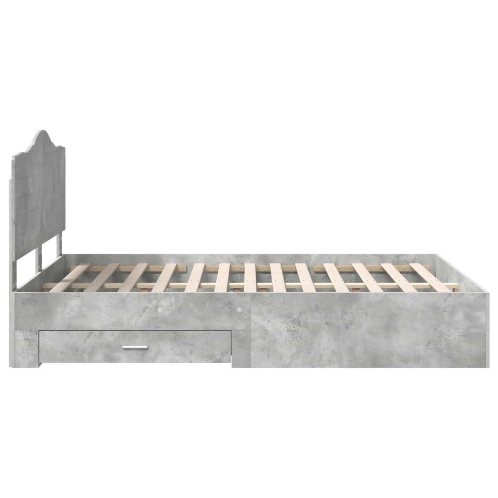 Struttura del letto con testiera Grigio cemento 140 x 190 cm