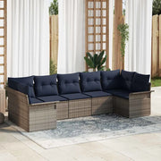 Set Divano da Giardino con cuscino 7 pcs Grigio Poly Rattan 3345515