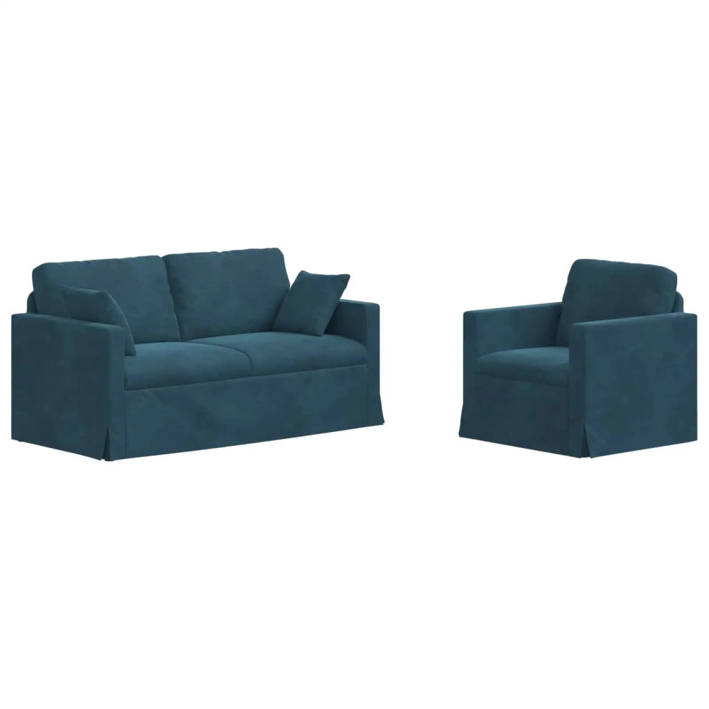 Set di divani 2 pcs Blu 158 x 78 x 80 cm Velluto 3407559