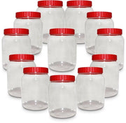 6 x contenitori di conservazione trasparenti in plastica a forma rotonda con coperchio a vite, ermetici, liberi da BPA, contenitori di conservazione alimentare per cucina, deposito oggetti in metallo, contenitori di conservazione di latta