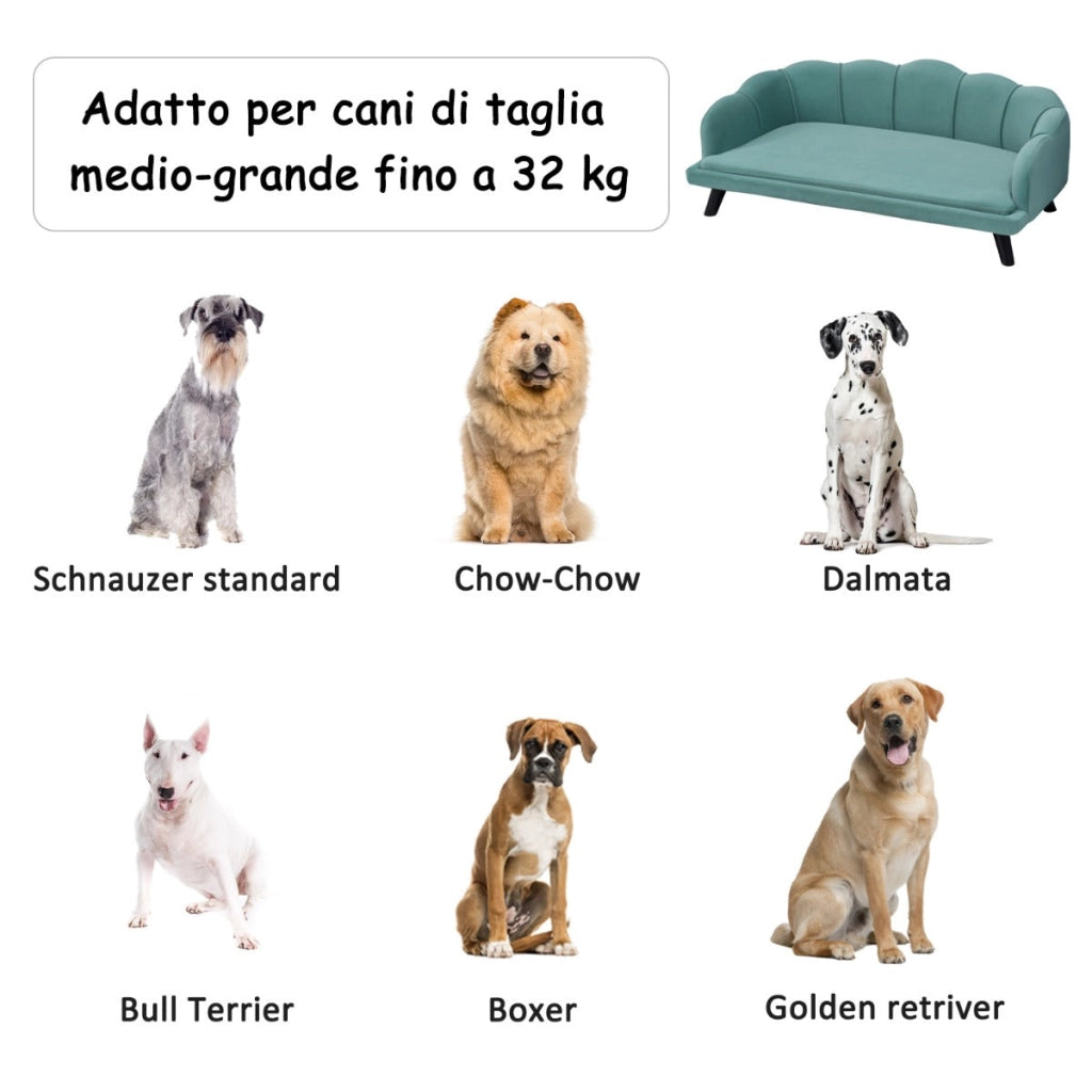 Cuccia Divano per Gatti e Cani di Media Taglia 98,5x60,5x35 cm  Verde