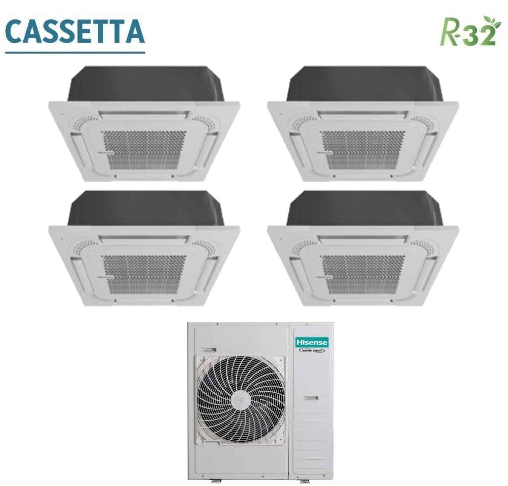 Climatizzatore Condizionatore Hisense Quadri Split a Cassetta 9+9+9+9 con 5AMW125U4RTA R-32 9000+9000+9000+9000 Con Telecomando di Serie e Pannello Incluso