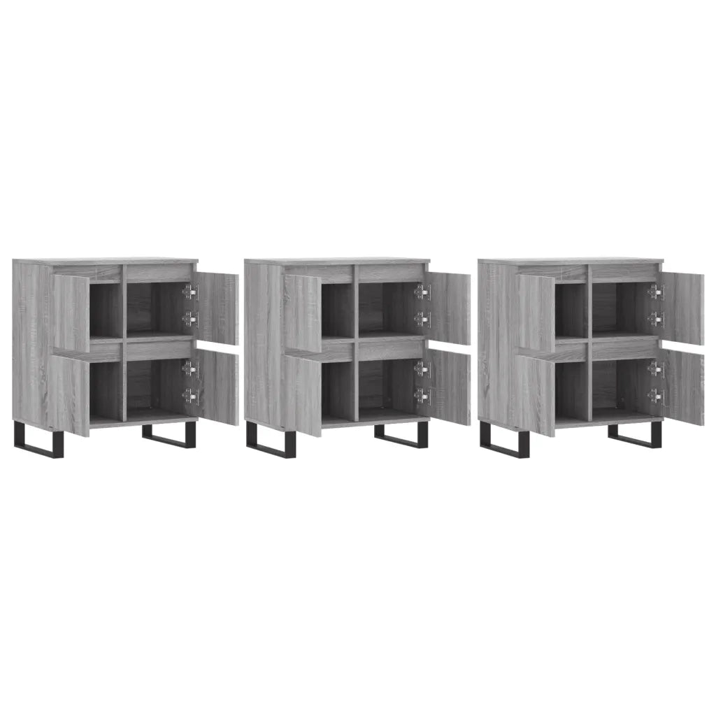 Credenze 3 pz Grigio Sonoma in Legno Multistrato 3190211