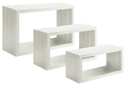 Set 3 Mensole da Parete Rettangolare in Fibra di Legno Trittico Rovere Sbiancato