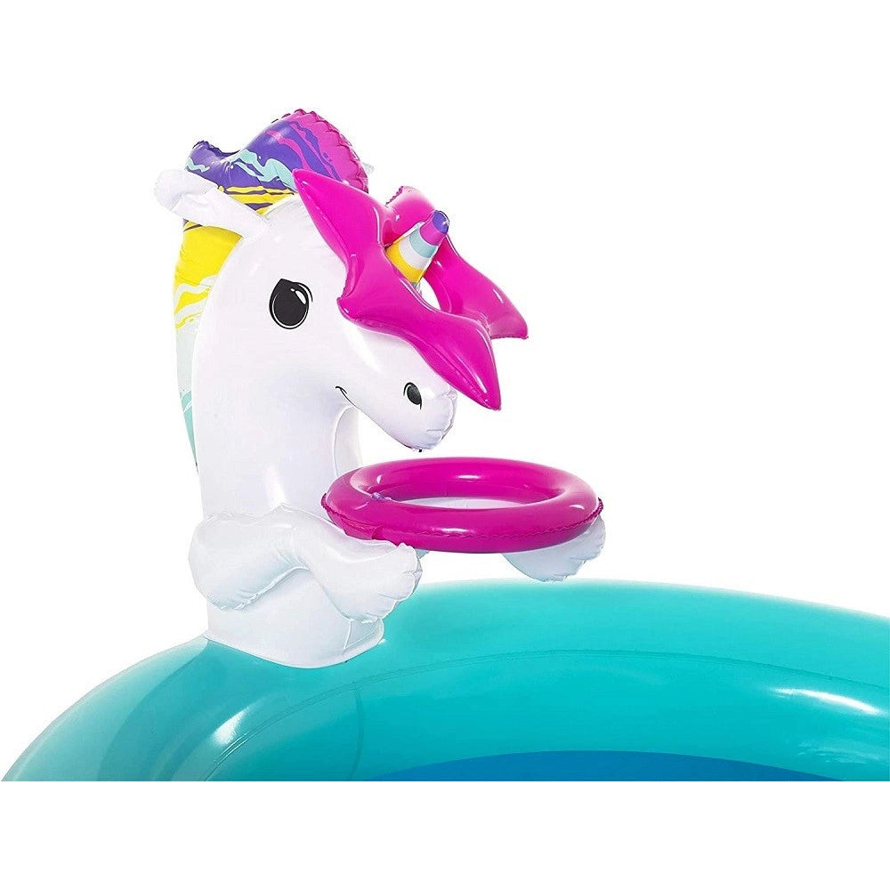 Trade Shop - Play Center Magico Unicorno Piscina 274x198x137cm Scivolo Anelli Bacchetta 53097 -