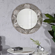 Dafateda, Specchio Cornice Effetto Materico, 104x104h cm Argento