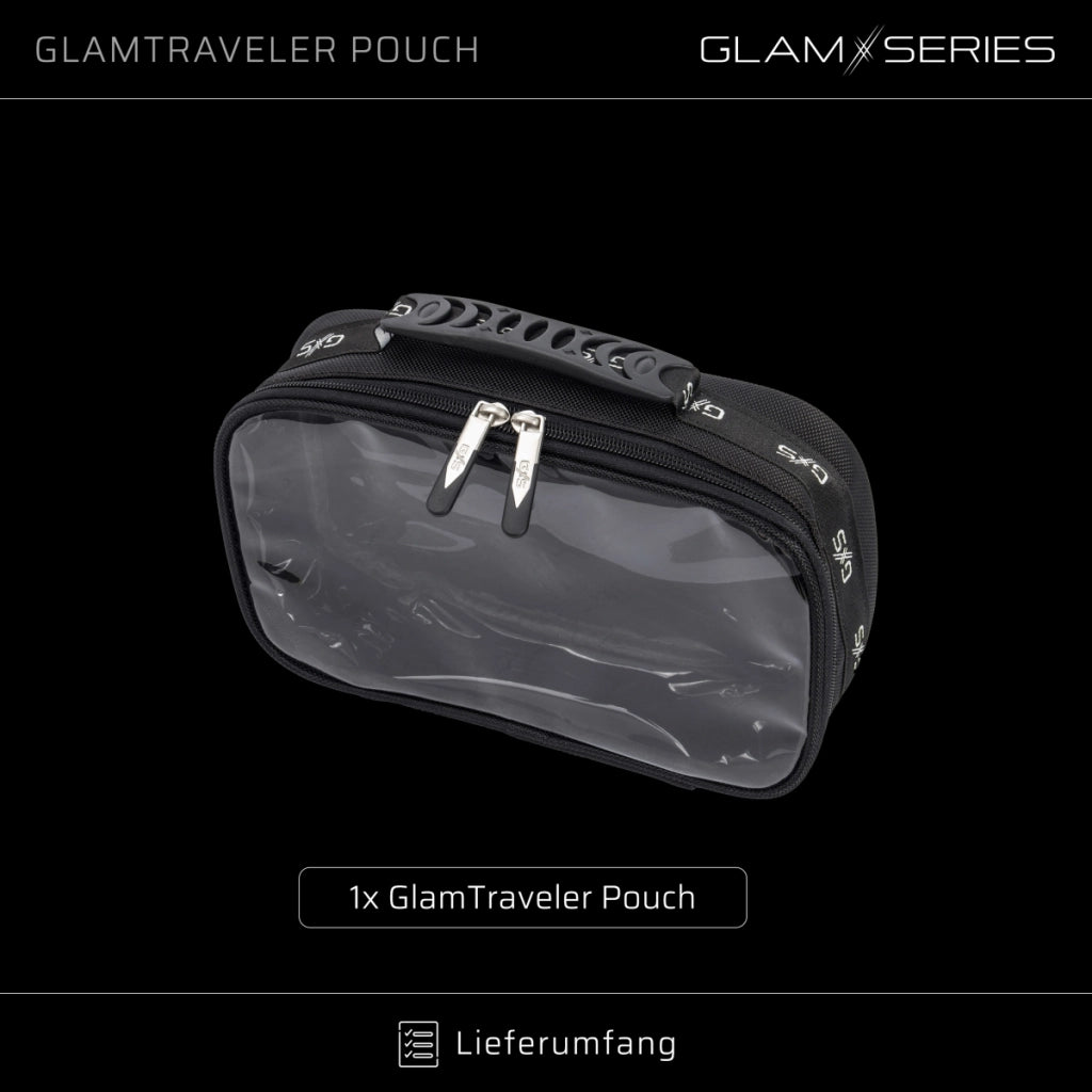GlamSeries GlamTraveler Trousse da borsa 270 x 165 x 75 mm, beauty case, astuccio per make-up rivestito in PVC con coperchio trasparente