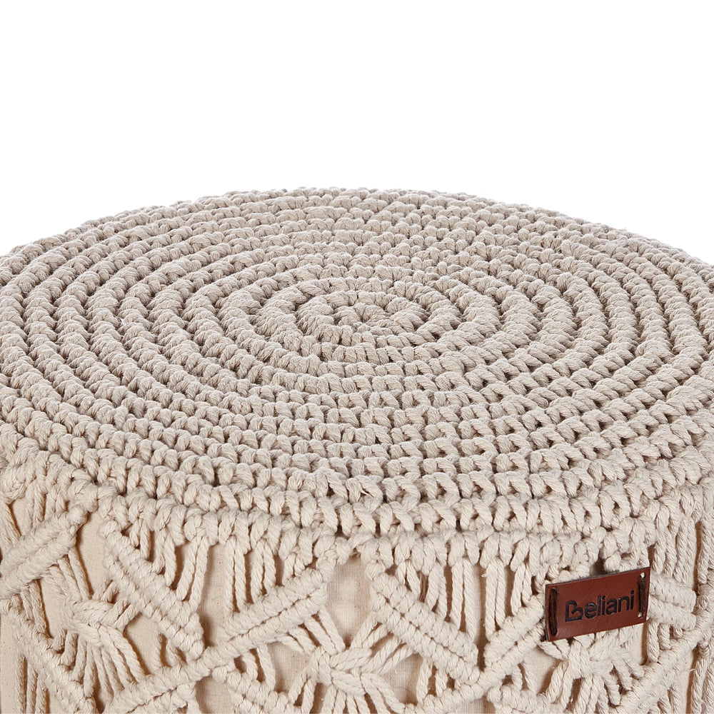 Sgabello cotone macramè beige fatto a mano boho camera da letto soggiorno cameretta