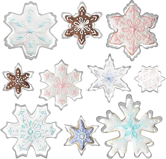 Mini forme a biscotto, forme a biscotto in acciaio inossidabile, forme a biscotto in acciaio inossidabile, forme a biscotto per Natale, per la preparazione di biscotti, biscotti e fondant (fiocco di neve)