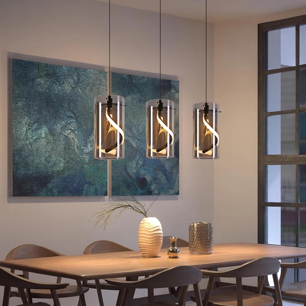 Lampada a Sospensione ZMH LED 3 Fiamme 33w Grigio Altezza Regolabile Per Soggiorno