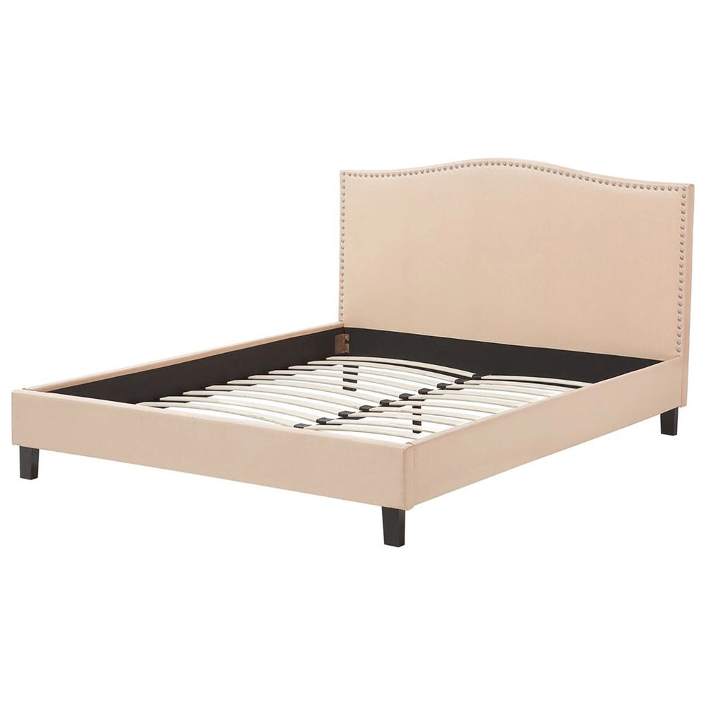 Struttura del letto in poliestere beige imbottito 180 x 200 cm Design tradizionale