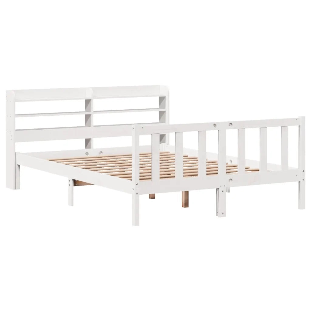 Letto senza Materasso-Struttura Letto Bianco 140x200 cm Legno Massello di Pino 656585