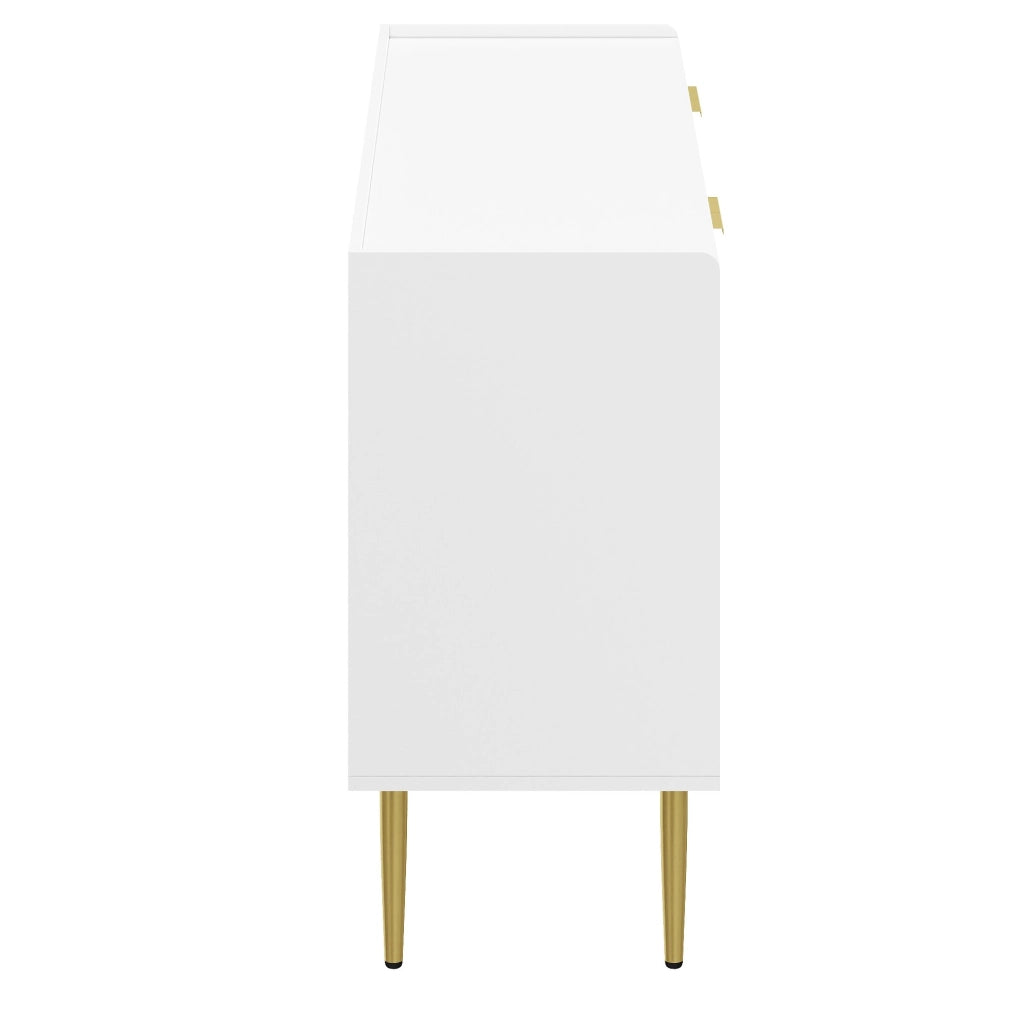 Sideboard 140x38x75 cm con 4 ante e ripiani regolabili in MDF bianco