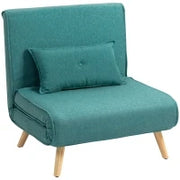 Poltrona convertibile 1 posto divano letto clic-clac 4 in 1 con supporto regolabile in 5 posizioni, cuscino incluso, verde