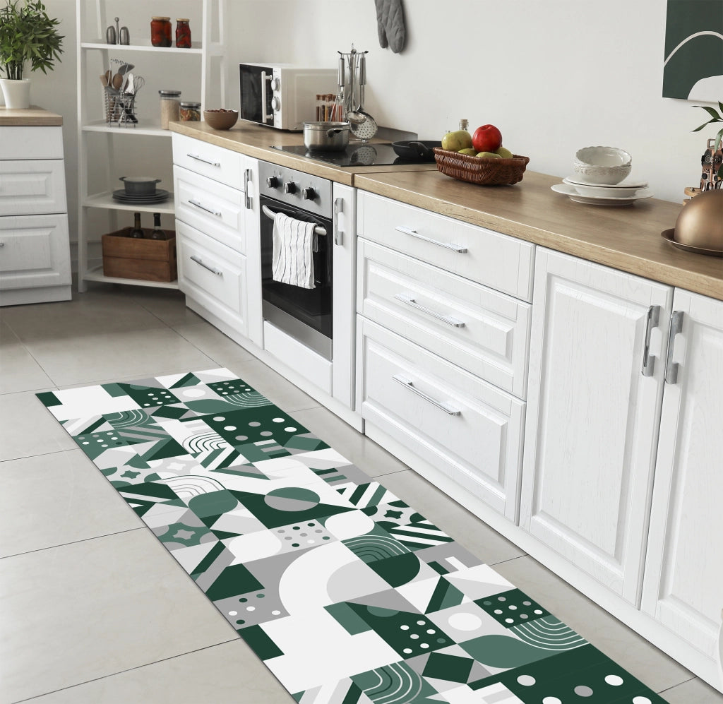 Tappeto Cucina Antiscivolo Made in Italy Passatoia Antimacchia Multiuso Corridoio Soggiorno Lavabile in Lavatrice - 50x350 - Picasso Verde