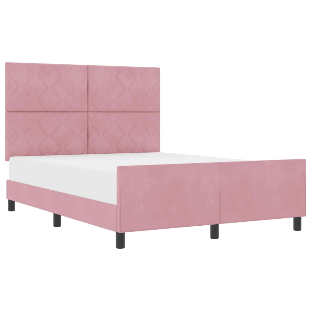Letto a molle con testiera Rosa 160 x 200 cm Velluto