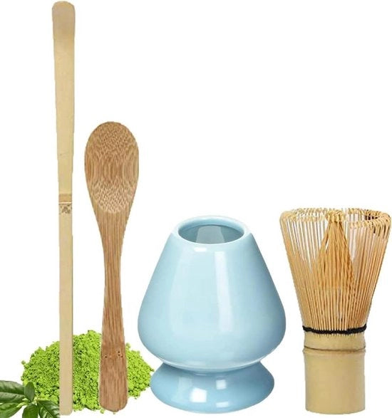 Set di Matcha Biologico - Tavola per Matcha Tradizionale con Pennello e Cucchiaio - Polvere di Matcha Giapponese