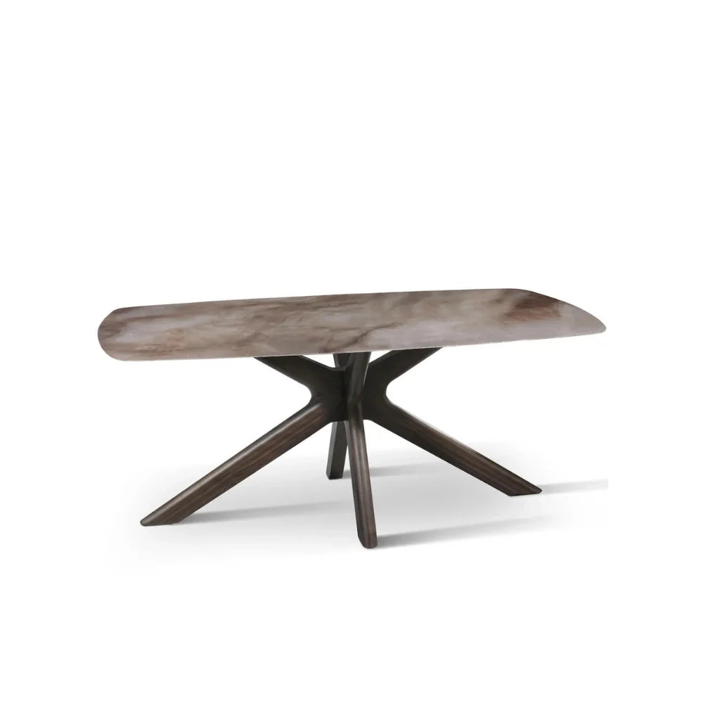 Tavolo da pranzo fisso in ceramica effetto marmo alabastro Thiago 180x90 cm fino a 8 posti | Duzzle