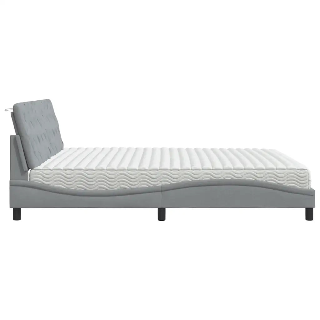 Letto con Materasso Grigio Chiaro 200x200 cm in Tessuto 3310762