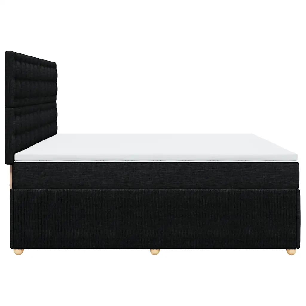 Giroletto a Molle con Materasso Nero 200x200 cm in Tessuto