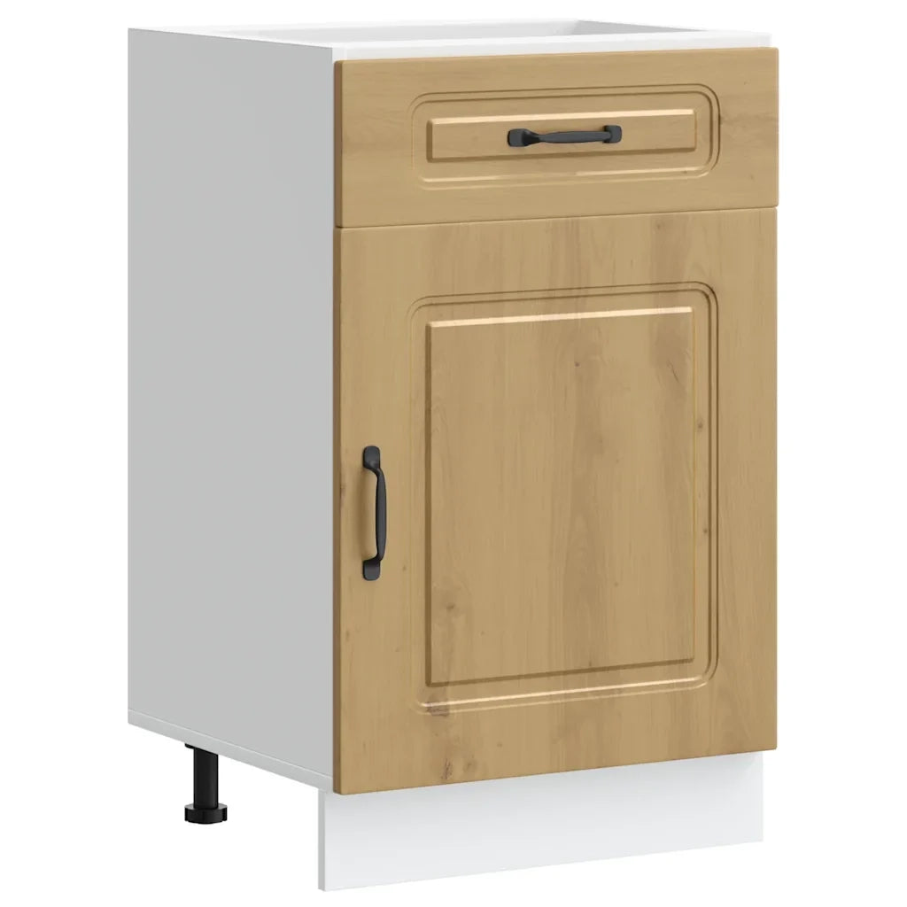 Mobile da cucina pratico con ante e cassetto 50 x 46 x 81,5 cm finitura rovere composito realizzato artigianalmente 02_0049909