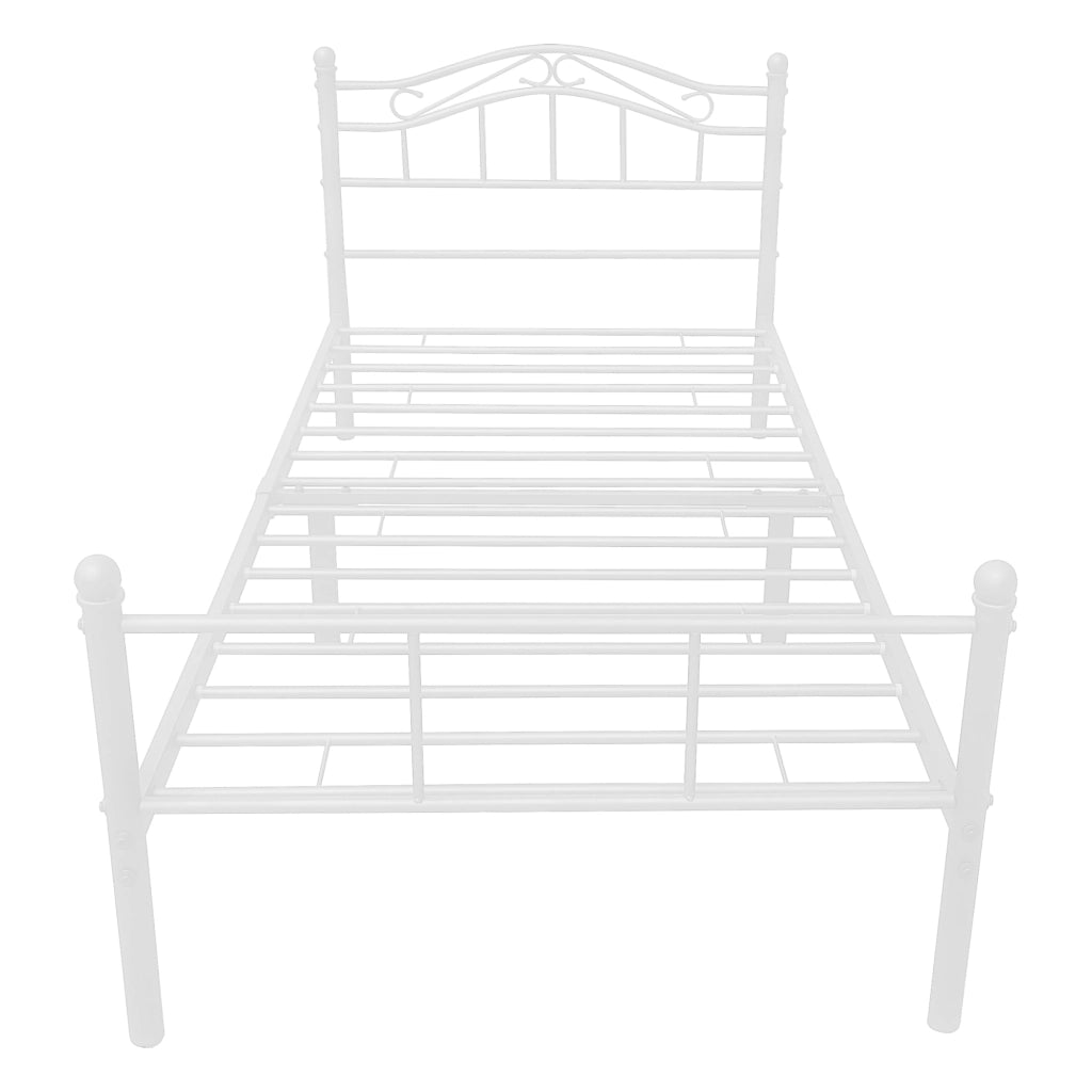 Letto Piazza e Mezza Florenz in Acciaio con Testiera Decorativa e Materasso 120 x 200 cm Bianco [en.casa]