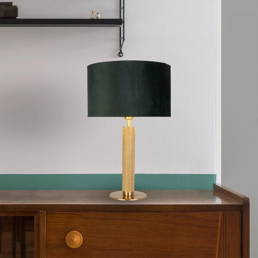 Lampada Scrivania Contemporanea Londra Acciaio Ottone Velluto Verde 1 Luce E27