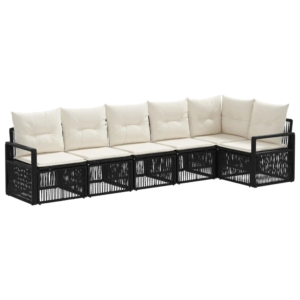 Set Divano da Giardino 6 pcs Nero polyrattan 3435715