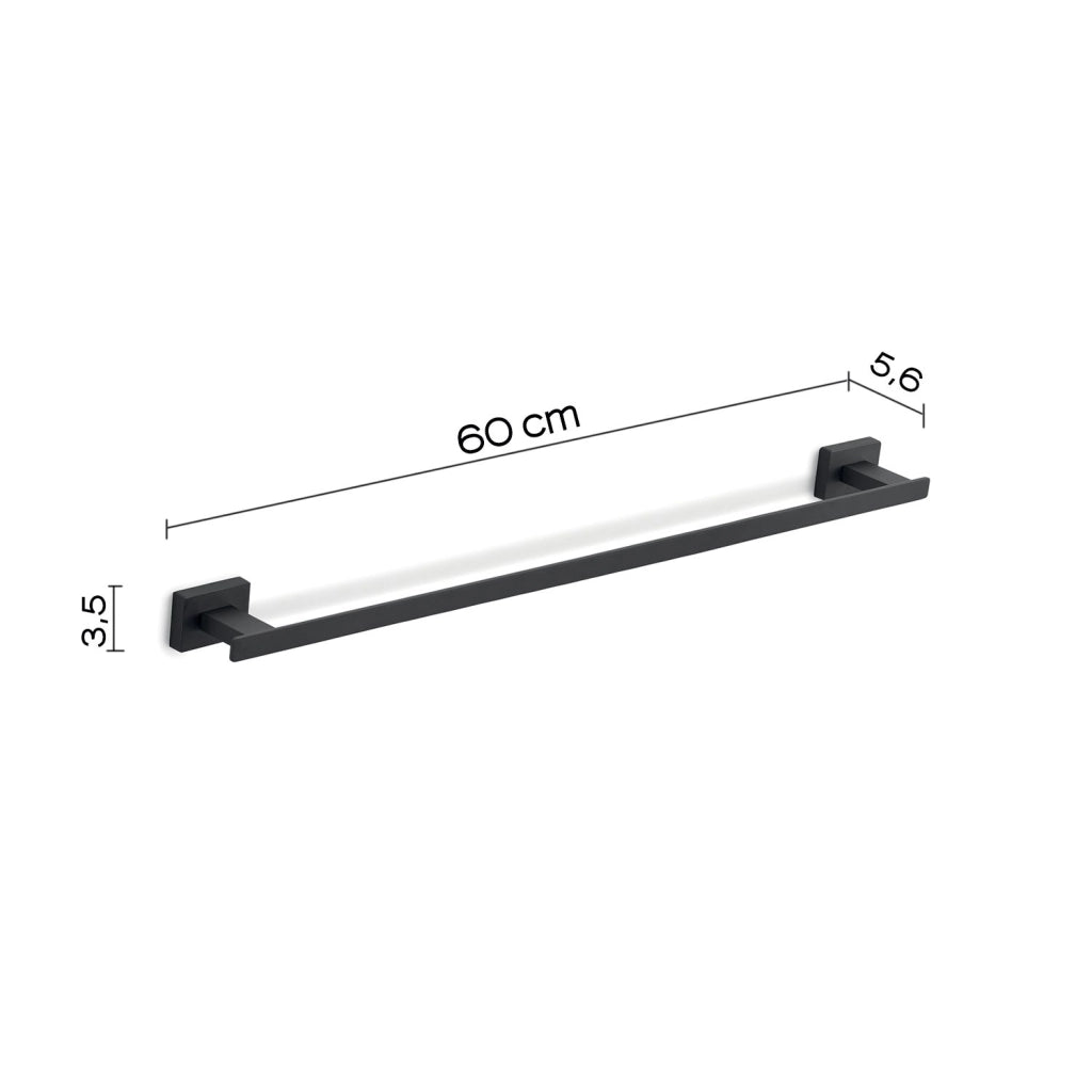 Portasalviette cm 60 da muro in acciaio inox e Cromall 4421-60 Gedy serie ATENA Nero Opaco