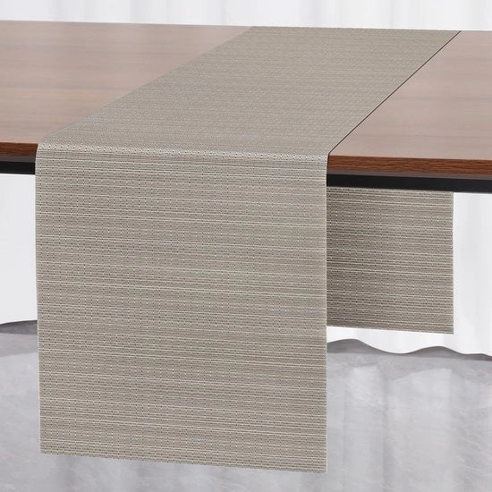 Tavolo da giardino, moderno tavolo da giardino, lavabile, isolante al calore PVC per esterni, per abitazioni, ristoranti e hotel, 40 x 240 cm (argento oro)
