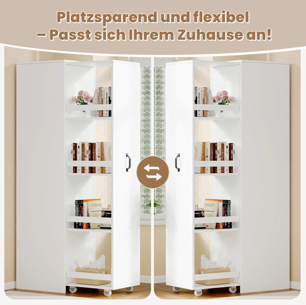Libreria stretta con ruote e box protettivi; MDF; 40 × 30 × 160;5 cm; bianca