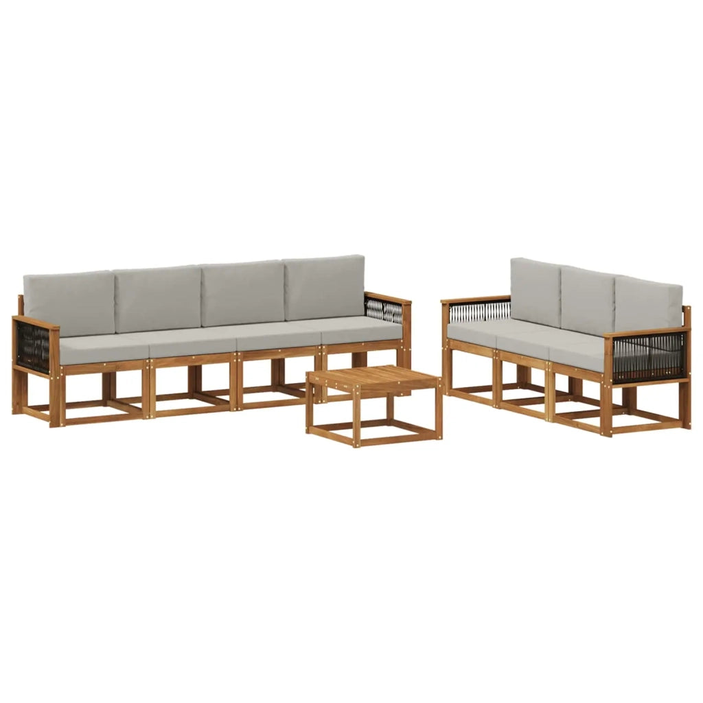 Set di divani da esterno 7 pcs Naturale e Grigio Chiaro 3385052