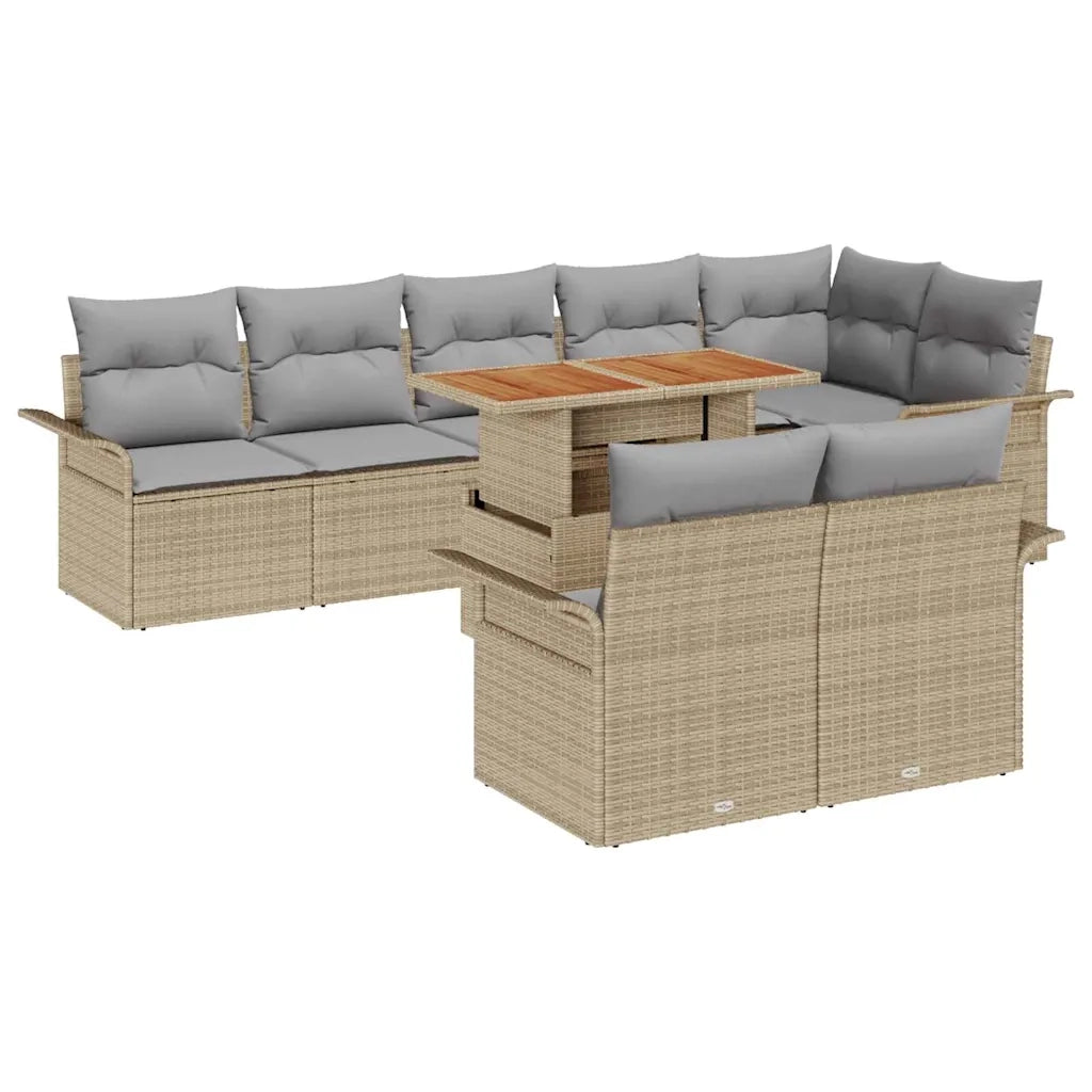 Set Divano da Giardino 9 pcs Beige e Grigio Chiaro polyrattan 3349349
