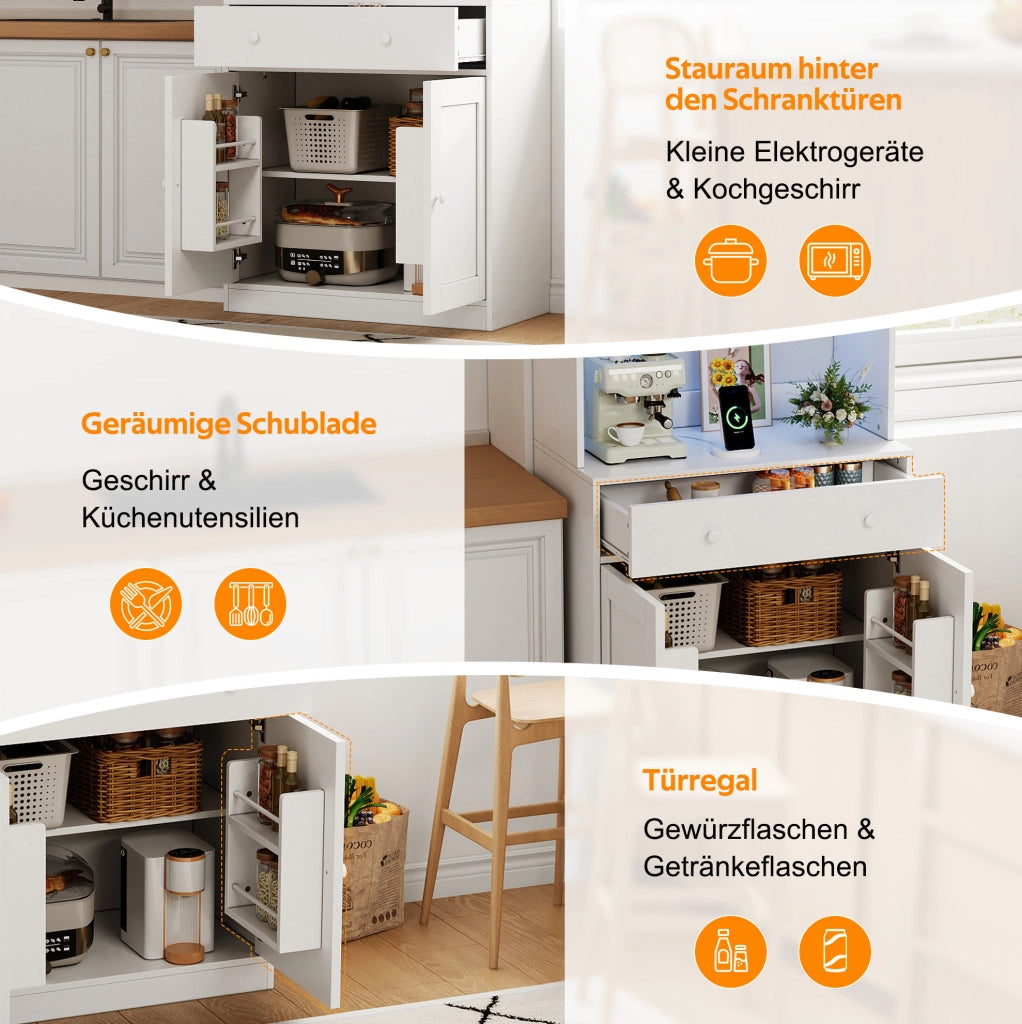 Mobile alto da cucina 72x40x180 cm con LED RGB e prese