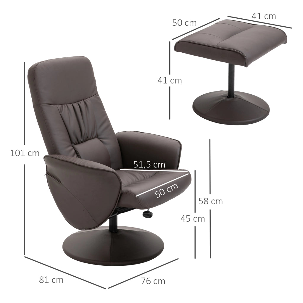 Poltrona Relax con Poggiapiedi ¨C Zephmum ¨C Marrone Tessuto Reclinabile