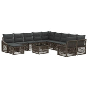 Set Divano da Giardino 12 pcs Grigio polyrattan