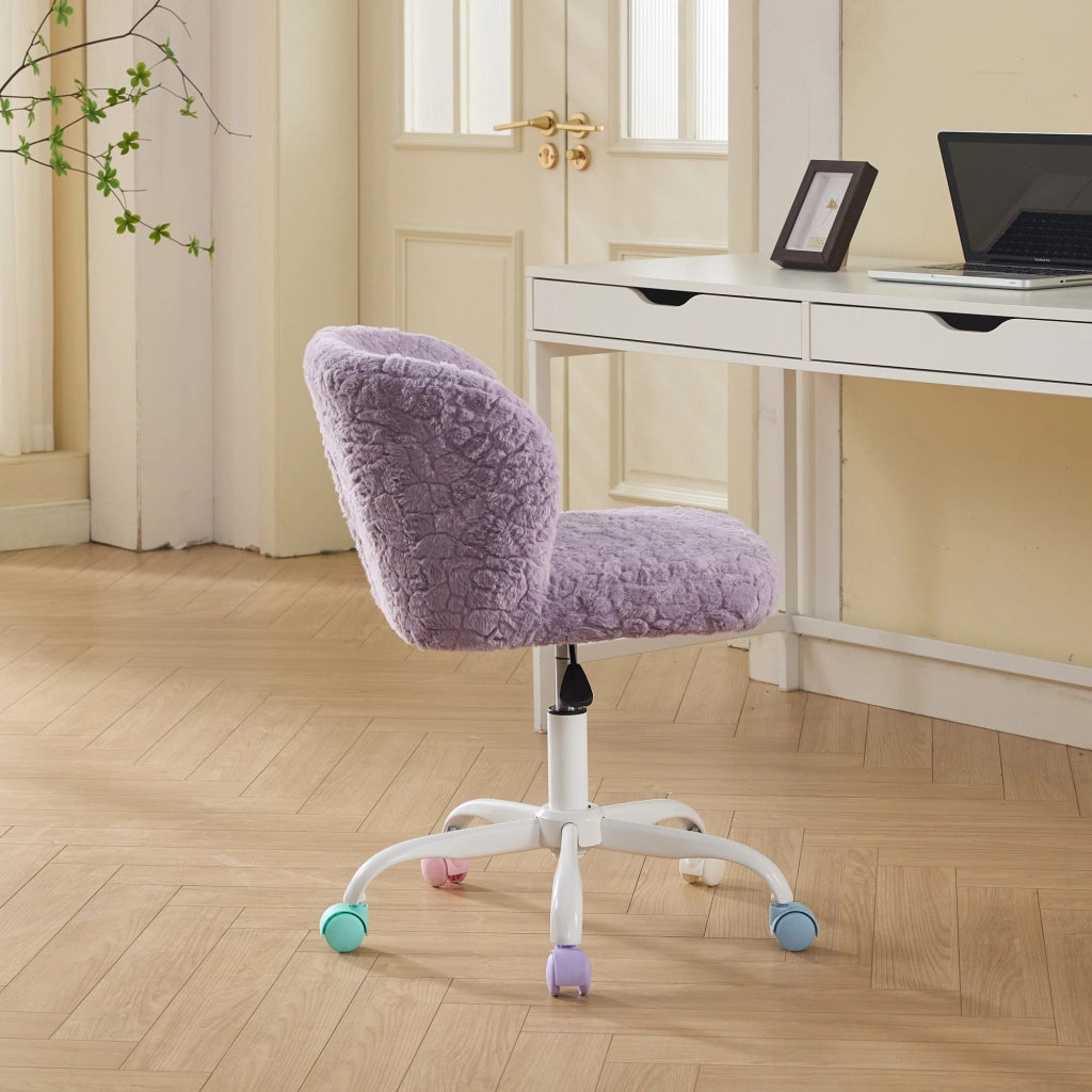 Sedia da Ufficio Girevole Imbottita Velluto ¨C MINIMAL ¨C Viola, Regolabile