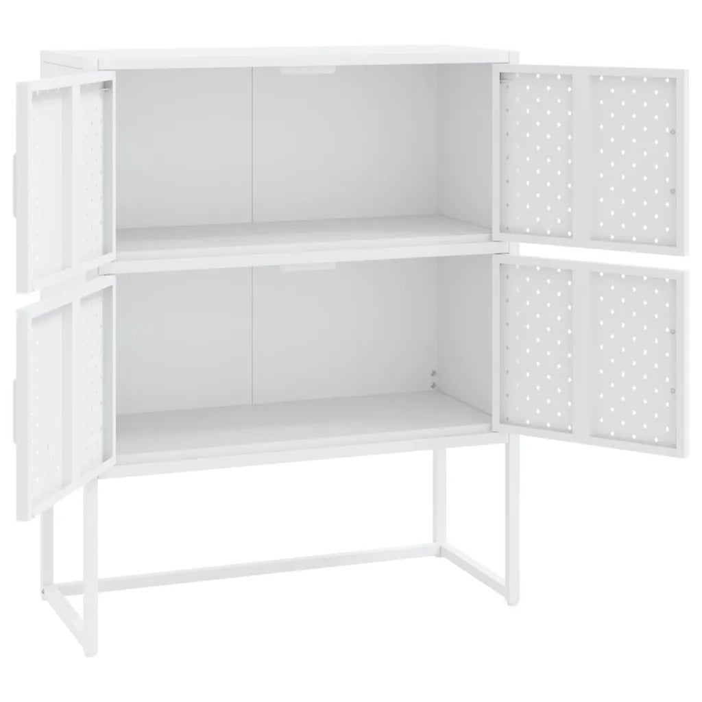 Credenza Alta Bianca 80x35x100 cm in Acciaio 335881
