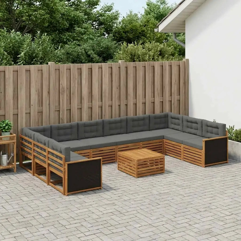 Set divani con cuscino 11 pcs Legno di Acacia Massello