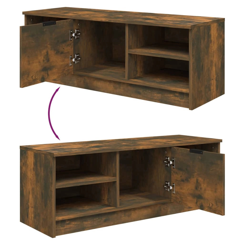 Mobile TV multimediale mensola TV credenza mobile TV sala da pranzo soggiorno camera da letto rovere affumicato 102 x 35,5 x 36,5 cm legno ingegnerizzato marrone 02_0027293